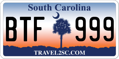 SC license plate BTF999