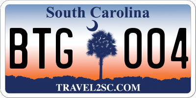 SC license plate BTG004