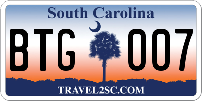 SC license plate BTG007