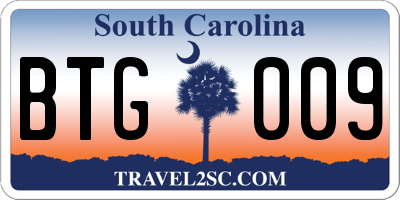 SC license plate BTG009