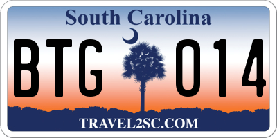 SC license plate BTG014