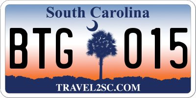 SC license plate BTG015