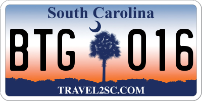 SC license plate BTG016