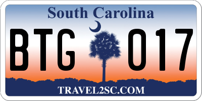 SC license plate BTG017