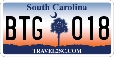 SC license plate BTG018