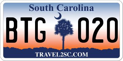 SC license plate BTG020