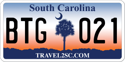 SC license plate BTG021