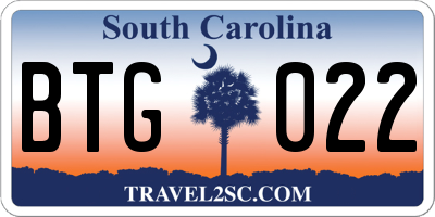 SC license plate BTG022