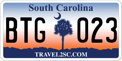 SC license plate BTG023