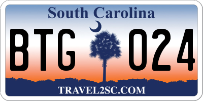 SC license plate BTG024