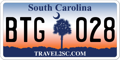SC license plate BTG028