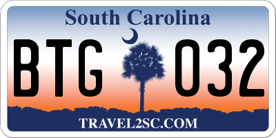 SC license plate BTG032