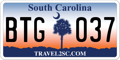SC license plate BTG037