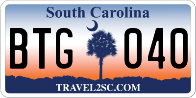 SC license plate BTG040