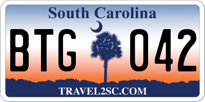SC license plate BTG042