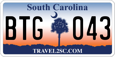 SC license plate BTG043