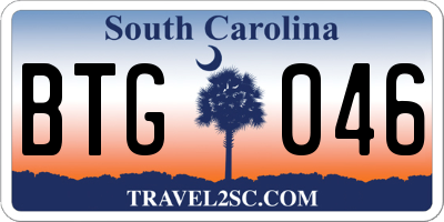 SC license plate BTG046