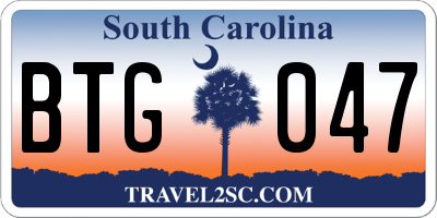 SC license plate BTG047
