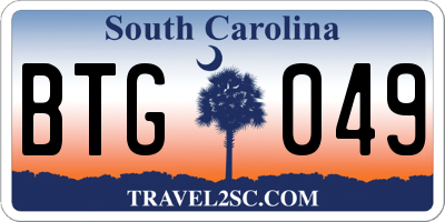 SC license plate BTG049