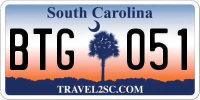 SC license plate BTG051