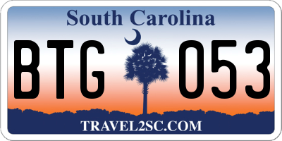 SC license plate BTG053