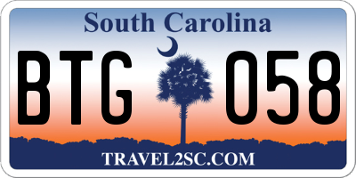 SC license plate BTG058