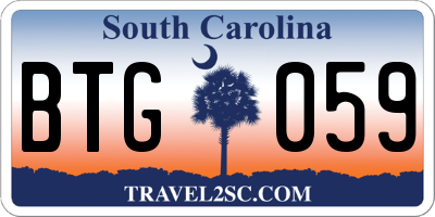 SC license plate BTG059