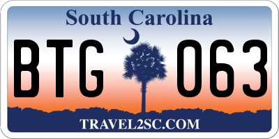 SC license plate BTG063