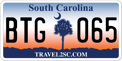SC license plate BTG065