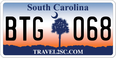 SC license plate BTG068