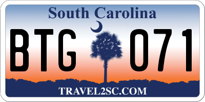 SC license plate BTG071
