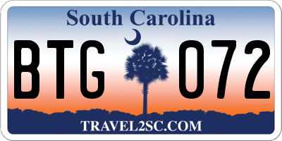 SC license plate BTG072
