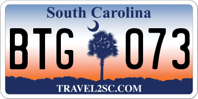 SC license plate BTG073
