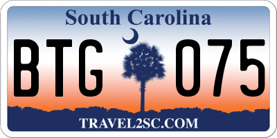 SC license plate BTG075