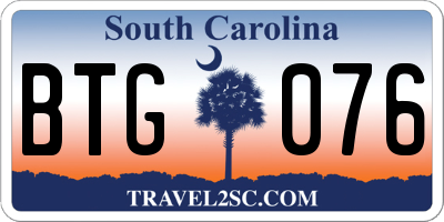 SC license plate BTG076