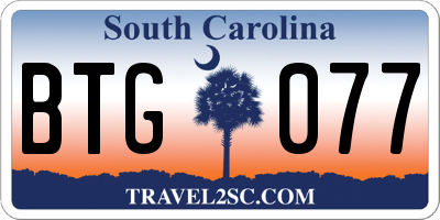 SC license plate BTG077