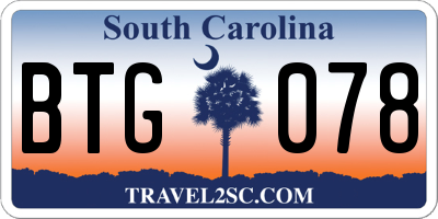 SC license plate BTG078