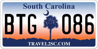 SC license plate BTG086