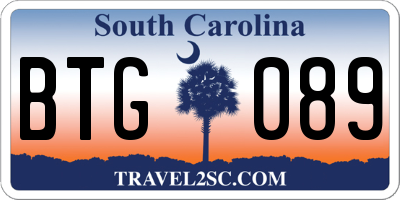SC license plate BTG089