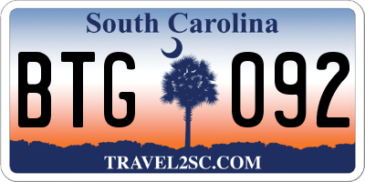 SC license plate BTG092