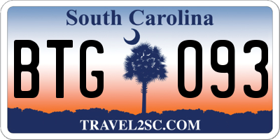 SC license plate BTG093