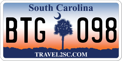 SC license plate BTG098