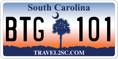 SC license plate BTG101