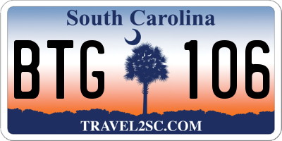 SC license plate BTG106