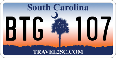 SC license plate BTG107