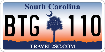SC license plate BTG110