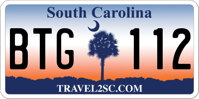 SC license plate BTG112
