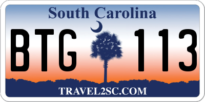 SC license plate BTG113