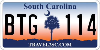 SC license plate BTG114