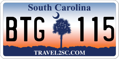 SC license plate BTG115